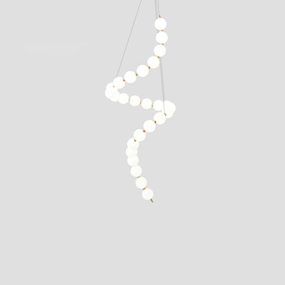 Elegant Glass Pearl Necklace Chandelier with Adjustable Height & Cryst