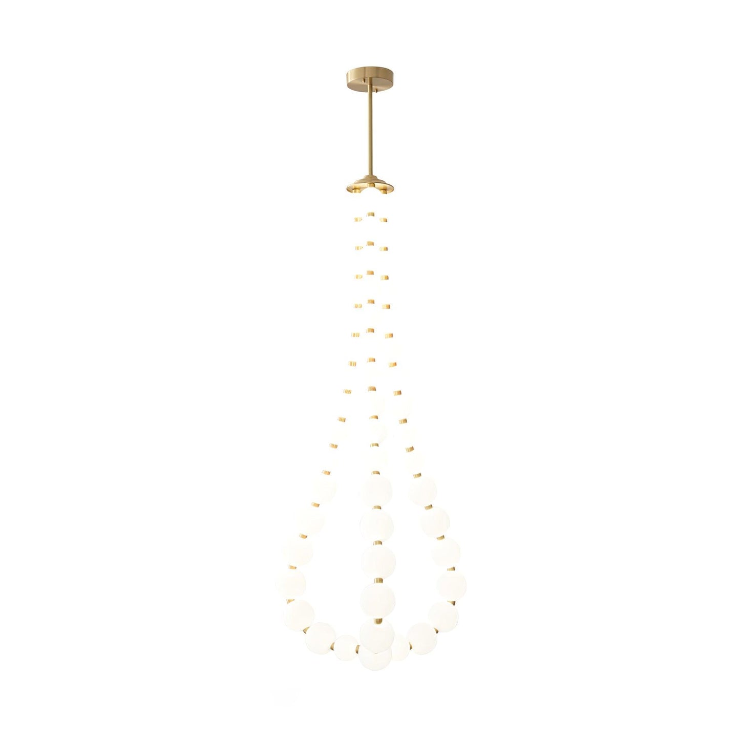Elegant Glass Pearl Necklace Chandelier with Adjustable Height & Cryst