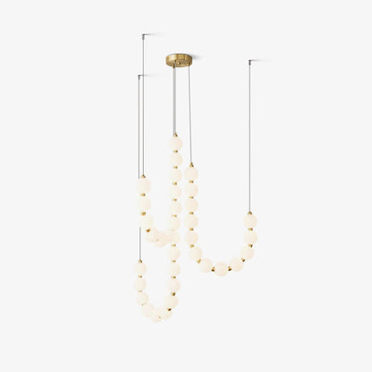 Elegant Glass Pearl Necklace Chandelier with Adjustable Height & Cryst