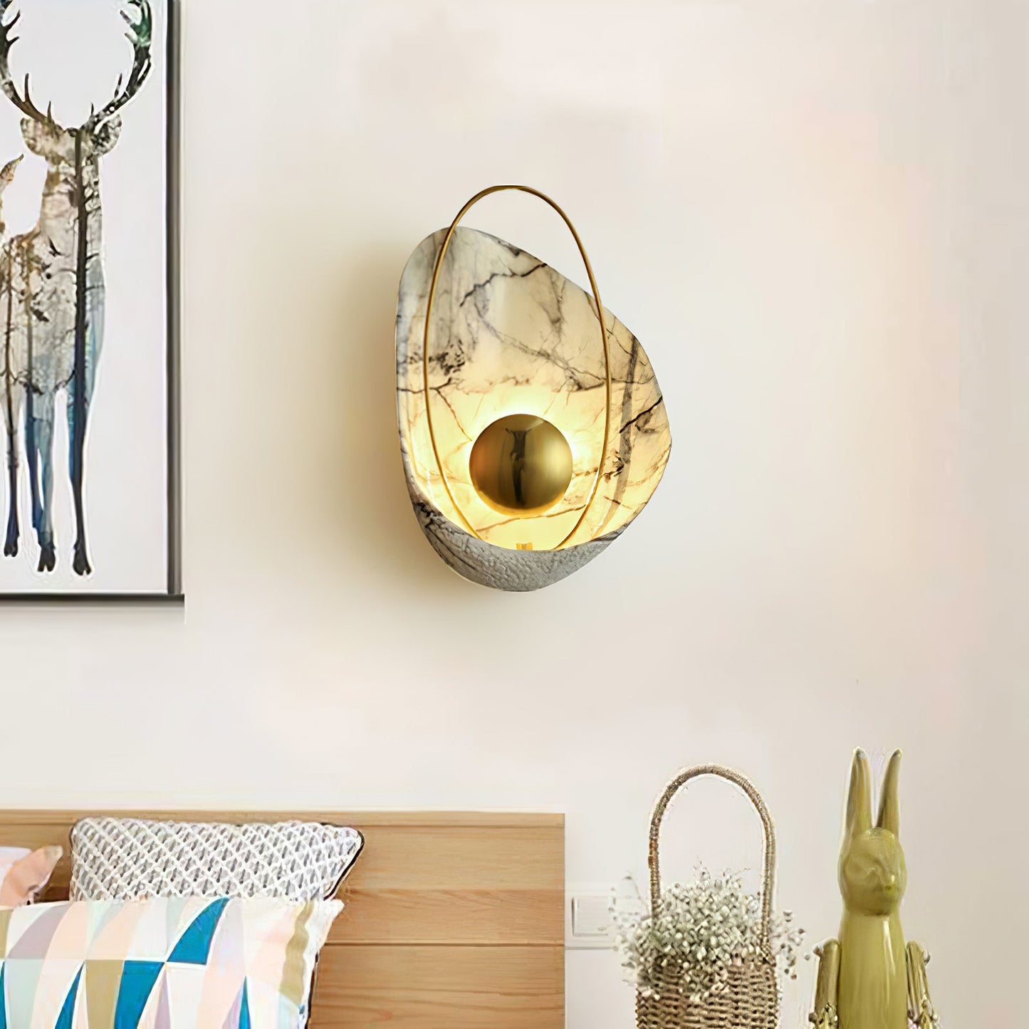 Marbled Shell Wall Sconce - Elegant Design with Soft Ambient Lighting