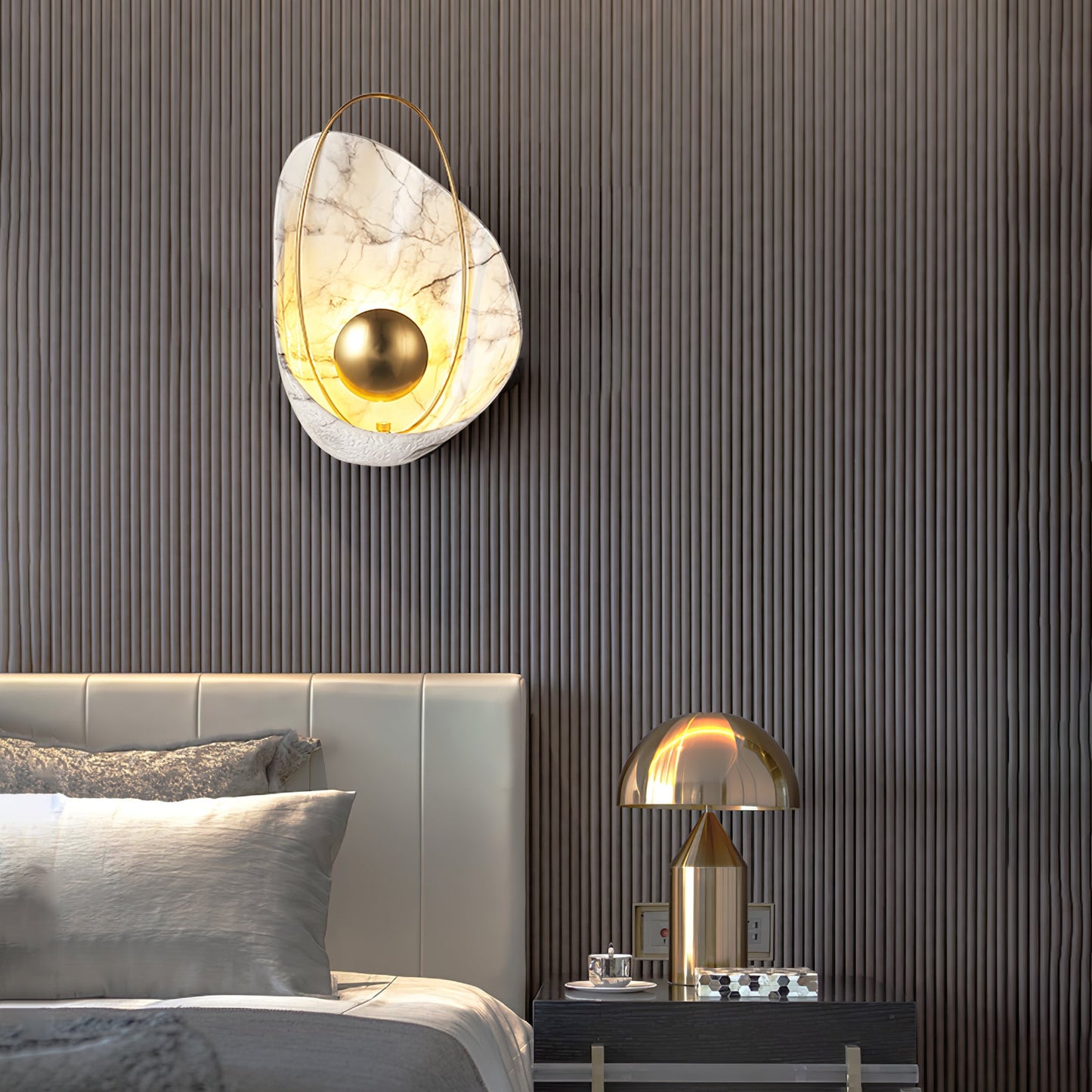 Marbled Shell Wall Sconce - Elegant Design with Soft Ambient Lighting