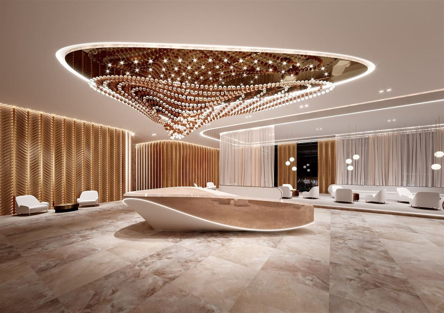 Pearl Wave Chandelier - Elegant Design with Adjustable Brightness