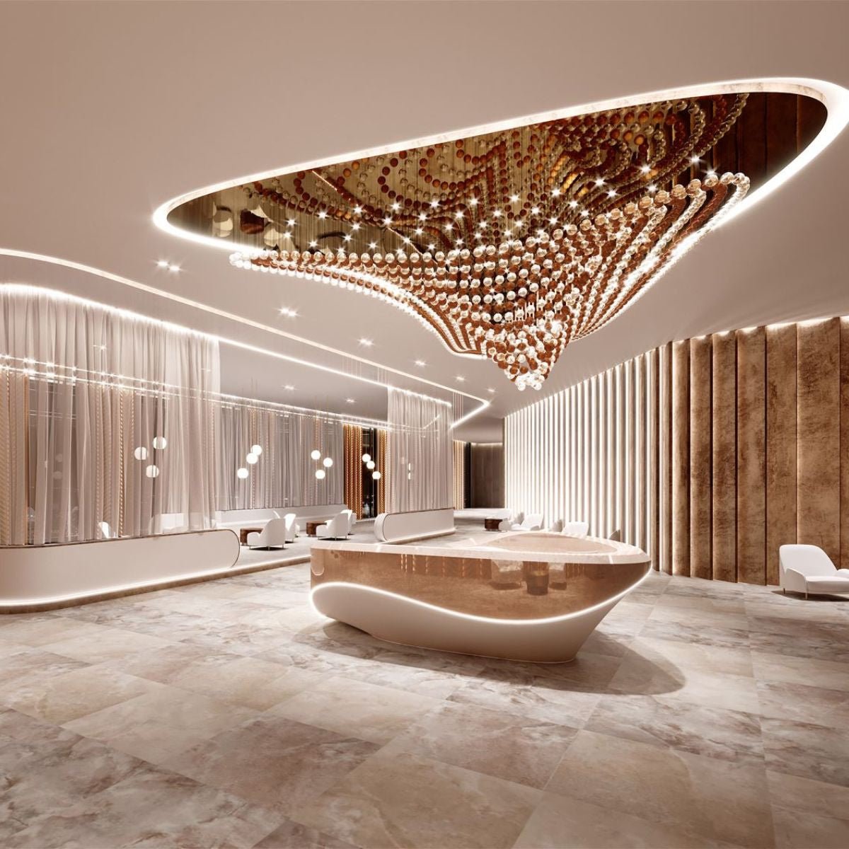 Pearl Wave Chandelier - Elegant Design with Adjustable Brightness