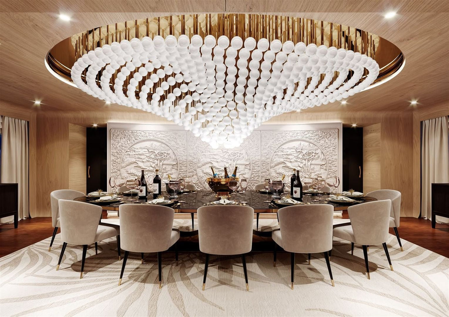 Pearl Wave Chandelier - Elegant Design with Adjustable Brightness