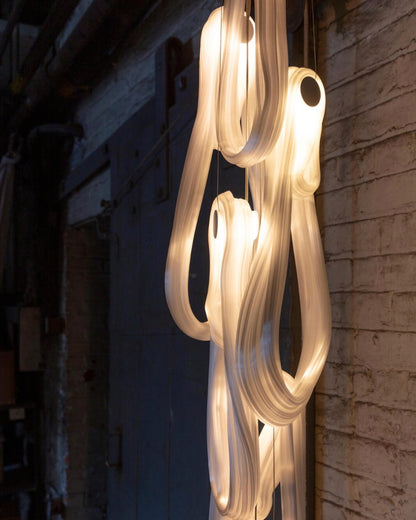 Elegant Pearlescent Filament Chandelier with Adjustable Brightness & E