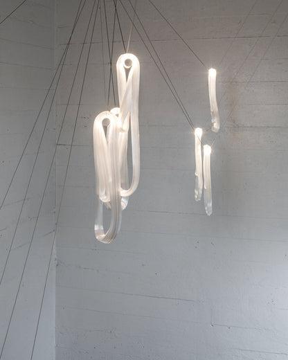 Elegant Pearlescent Filament Chandelier with Adjustable Brightness & E