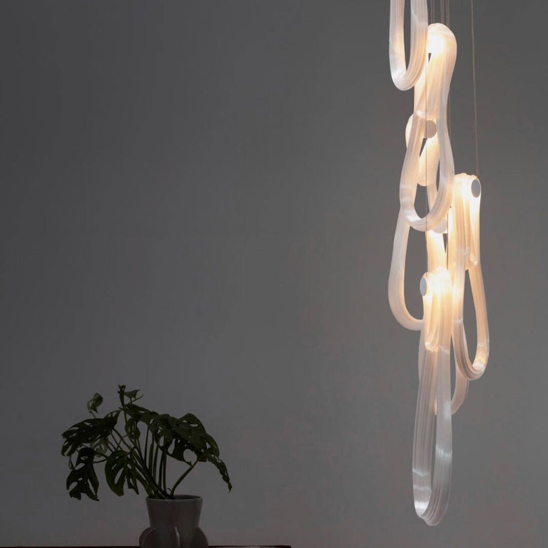 Elegant Pearlescent Filament Chandelier with Adjustable Brightness & E