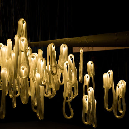 Elegant Pearlescent Filament Chandelier with Adjustable Brightness & E