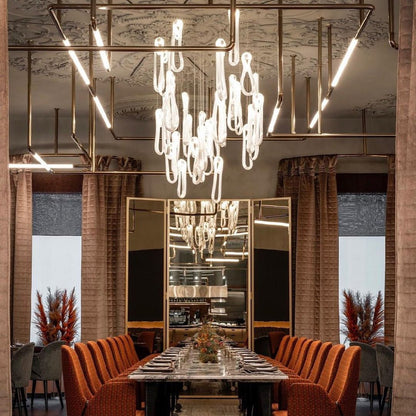 Elegant Pearlescent Filament Chandelier with Adjustable Brightness & E