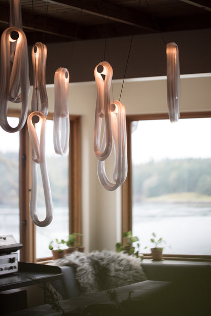 Elegant Pearlescent Filament Chandelier with Adjustable Brightness & E