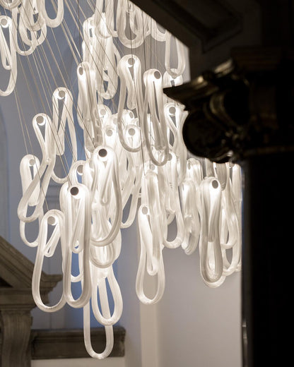 Elegant Pearlescent Filament Chandelier with Adjustable Brightness & E