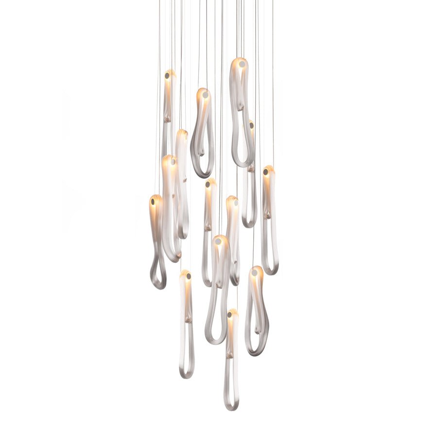 Elegant Pearlescent Filament Chandelier with Adjustable Brightness & E
