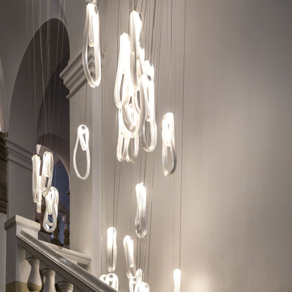 Elegant Pearlescent Filament Chandelier with Adjustable Brightness & E