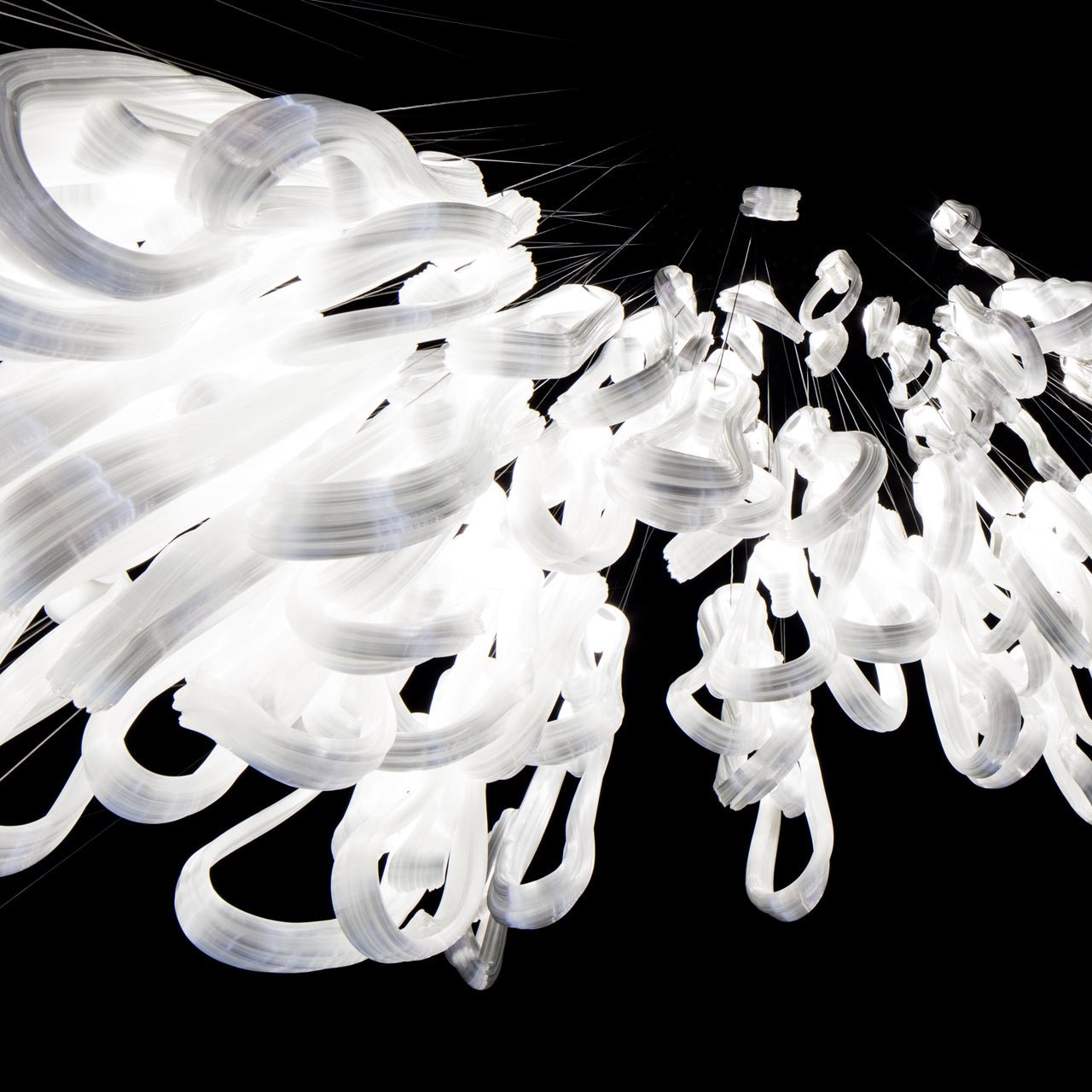 Elegant Pearlescent Filament Chandelier with Adjustable Brightness & E