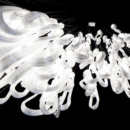 Elegant Pearlescent Filament Chandelier with Adjustable Brightness & E