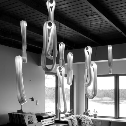 Elegant Pearlescent Filament Chandelier with Adjustable Brightness & E