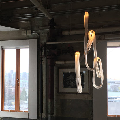 Elegant Pearlescent Filament Chandelier with Adjustable Brightness & E