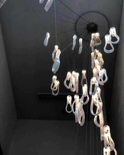 Elegant Pearlescent Filament Chandelier with Adjustable Brightness & E