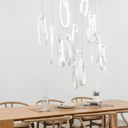 Elegant Pearlescent Filament Chandelier with Adjustable Brightness & E