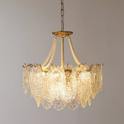 Elegant Pearls Glass Chandelier – Dimmable LED & Adjustable Height