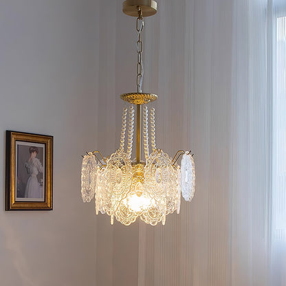Elegant Pearls Glass Chandelier – Dimmable LED & Adjustable Height