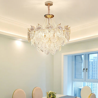Elegant Pearls Glass Chandelier – Dimmable LED & Adjustable Height