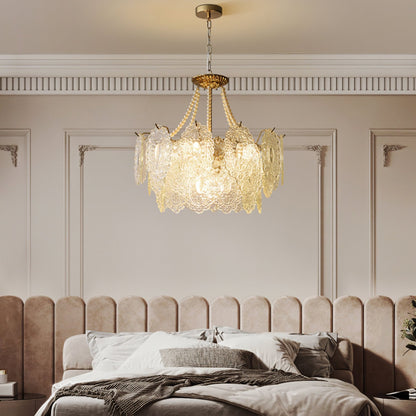 Elegant Pearls Glass Chandelier – Dimmable LED & Adjustable Height