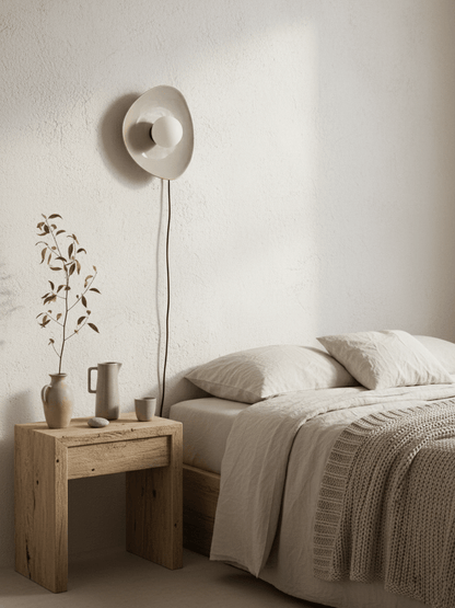 Pebble Disc Plug-in Wall Light with Adjustable Brightness & Energy Eff