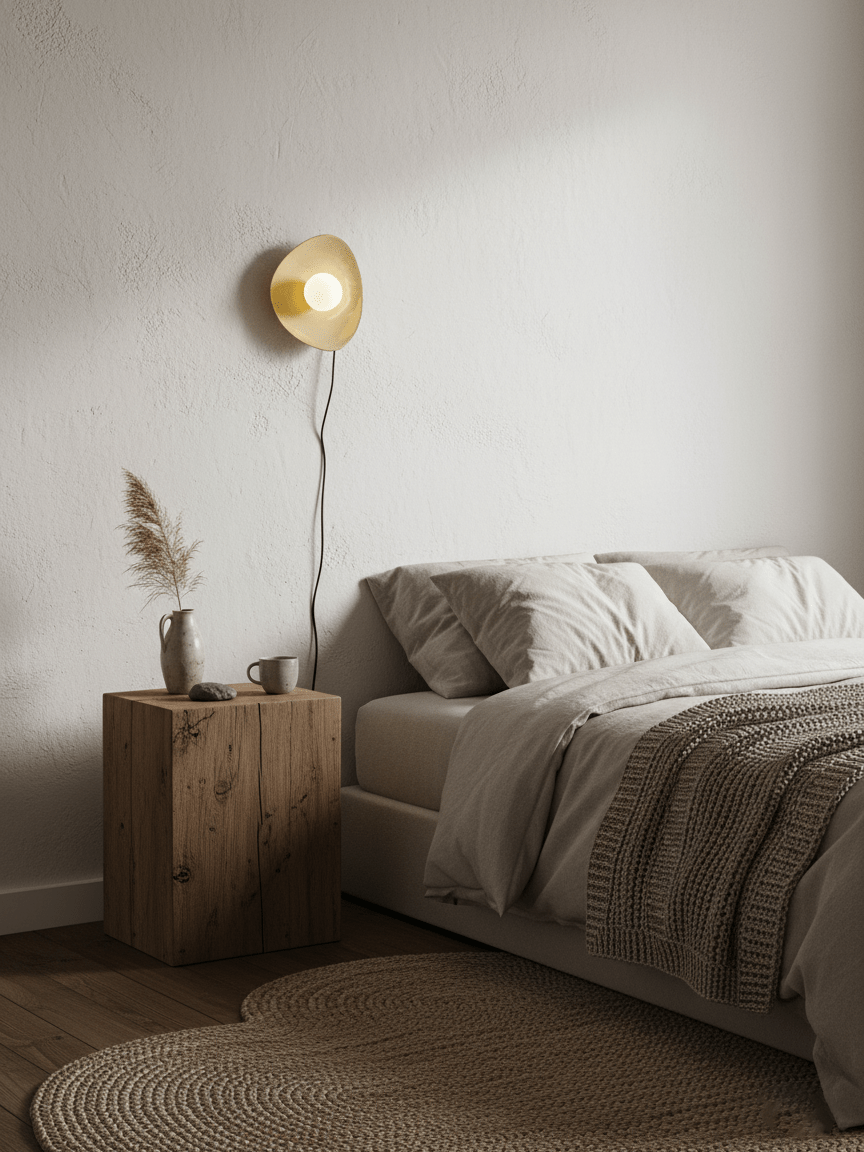 Pebble Disc Plug-in Wall Light with Adjustable Brightness & Energy Eff