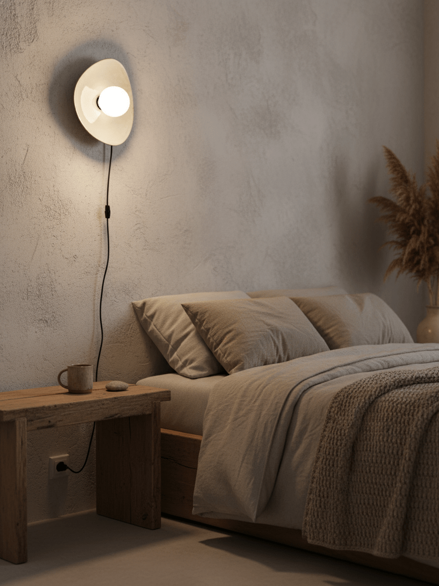 Pebble Disc Plug-in Wall Light with Adjustable Brightness & Energy Eff