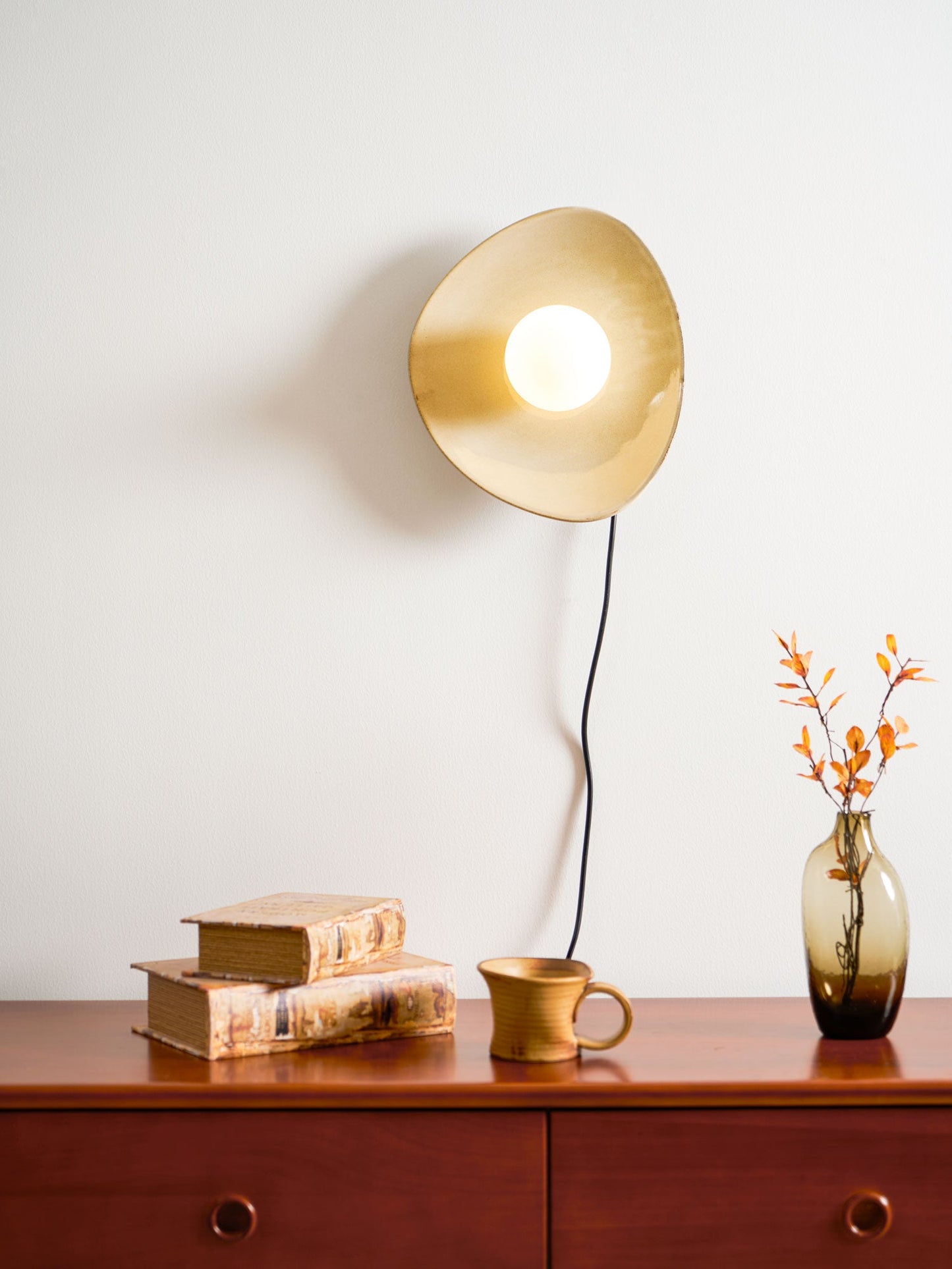 Pebble Disc Plug-in Wall Light with Adjustable Brightness & Energy Eff