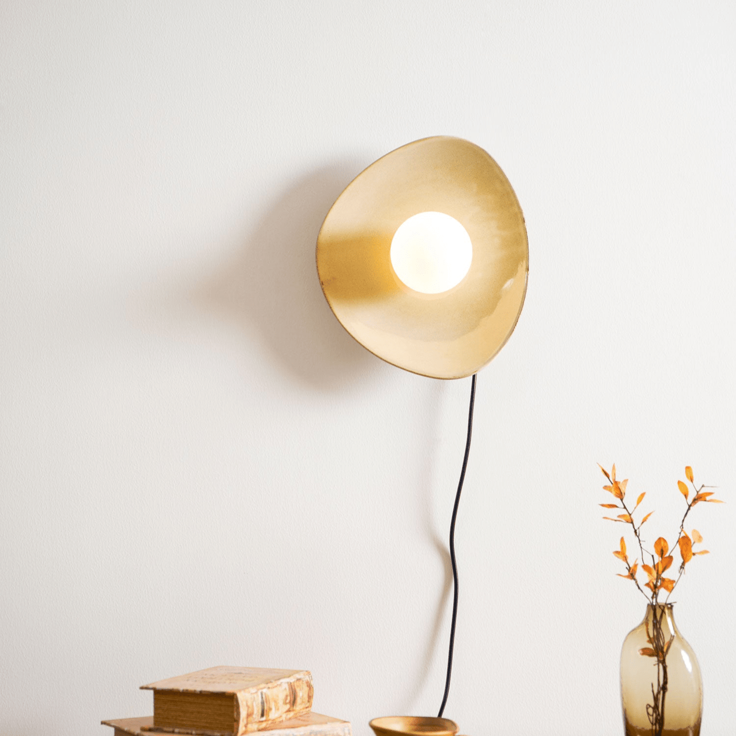Pebble Disc Plug-in Wall Light with Adjustable Brightness & Energy Eff