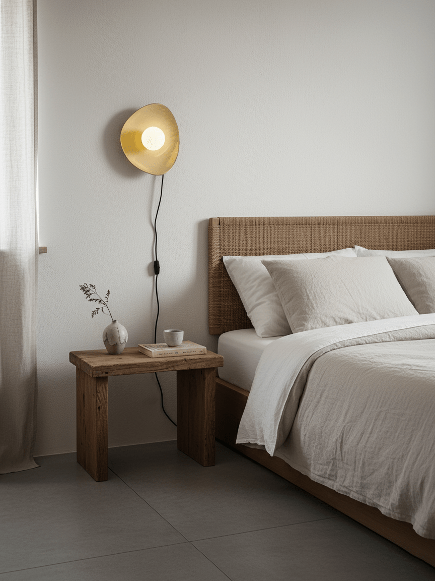 Pebble Disc Plug-in Wall Light with Adjustable Brightness & Energy Eff