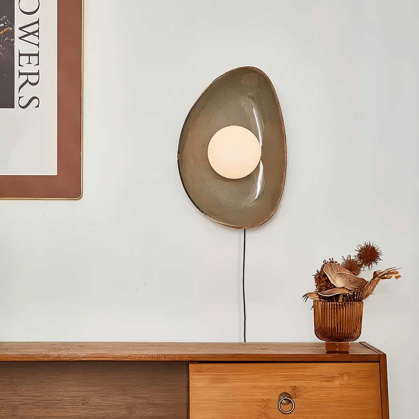 Pebble Disc Plug-in Wall Light with Adjustable Brightness & Energy Eff