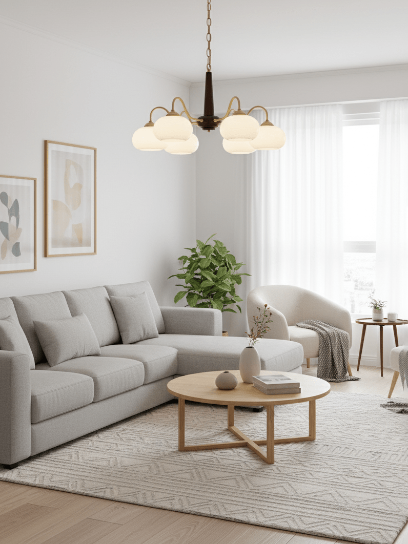 Elegant Persimmon Chandelier - Adjustable Height, Energy-Efficient LED
