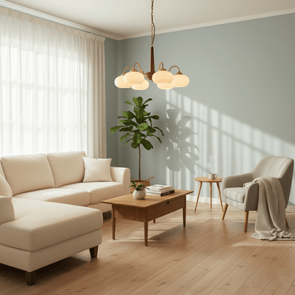 Elegant Persimmon Chandelier - Adjustable Height, Energy-Efficient LED