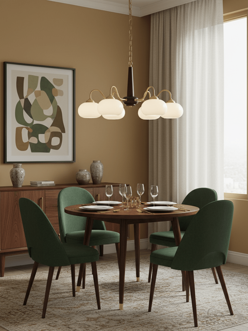 Elegant Persimmon Chandelier - Adjustable Height, Energy-Efficient LED