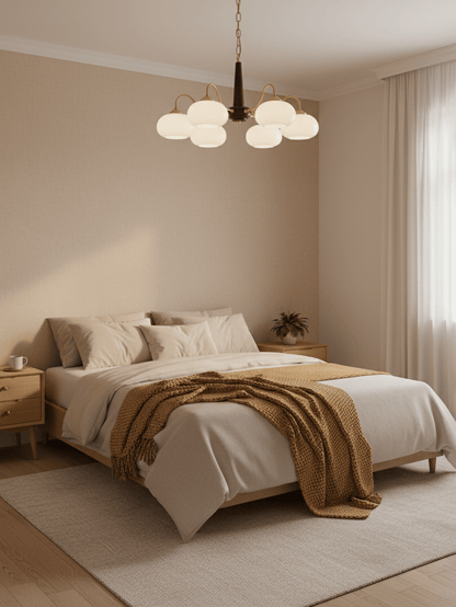 Elegant Persimmon Chandelier - Adjustable Height, Energy-Efficient LED