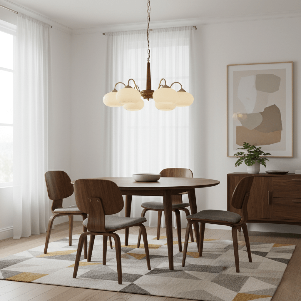 Elegant Persimmon Chandelier - Adjustable Height, Energy-Efficient LED