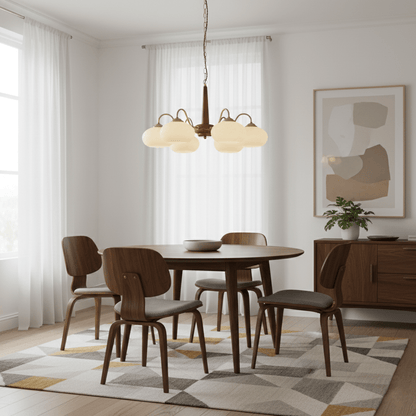 Elegant Persimmon Chandelier - Adjustable Height, Energy-Efficient LED