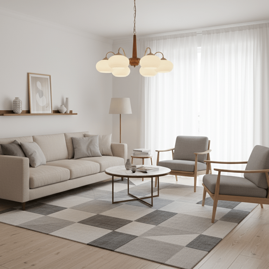 Elegant Persimmon Chandelier - Adjustable Height, Energy-Efficient LED
