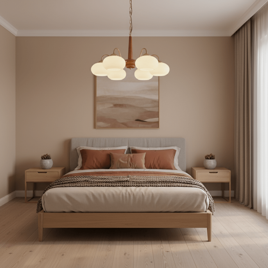 Elegant Persimmon Chandelier - Adjustable Height, Energy-Efficient LED