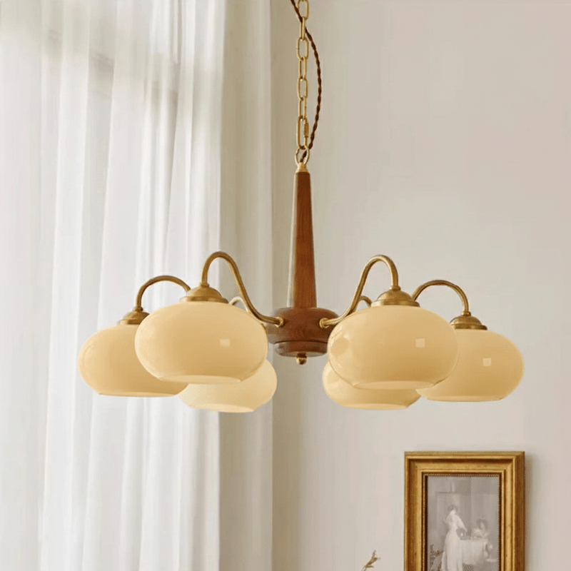 Elegant Persimmon Chandelier - Adjustable Height, Energy-Efficient LED