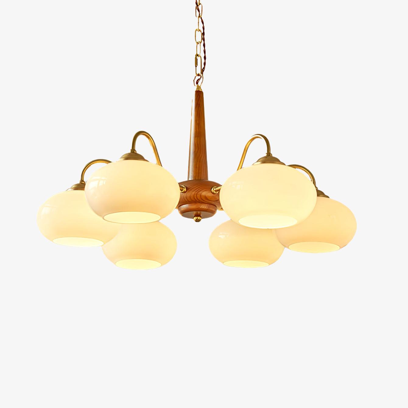 Elegant Persimmon Chandelier - Adjustable Height, Energy-Efficient LED