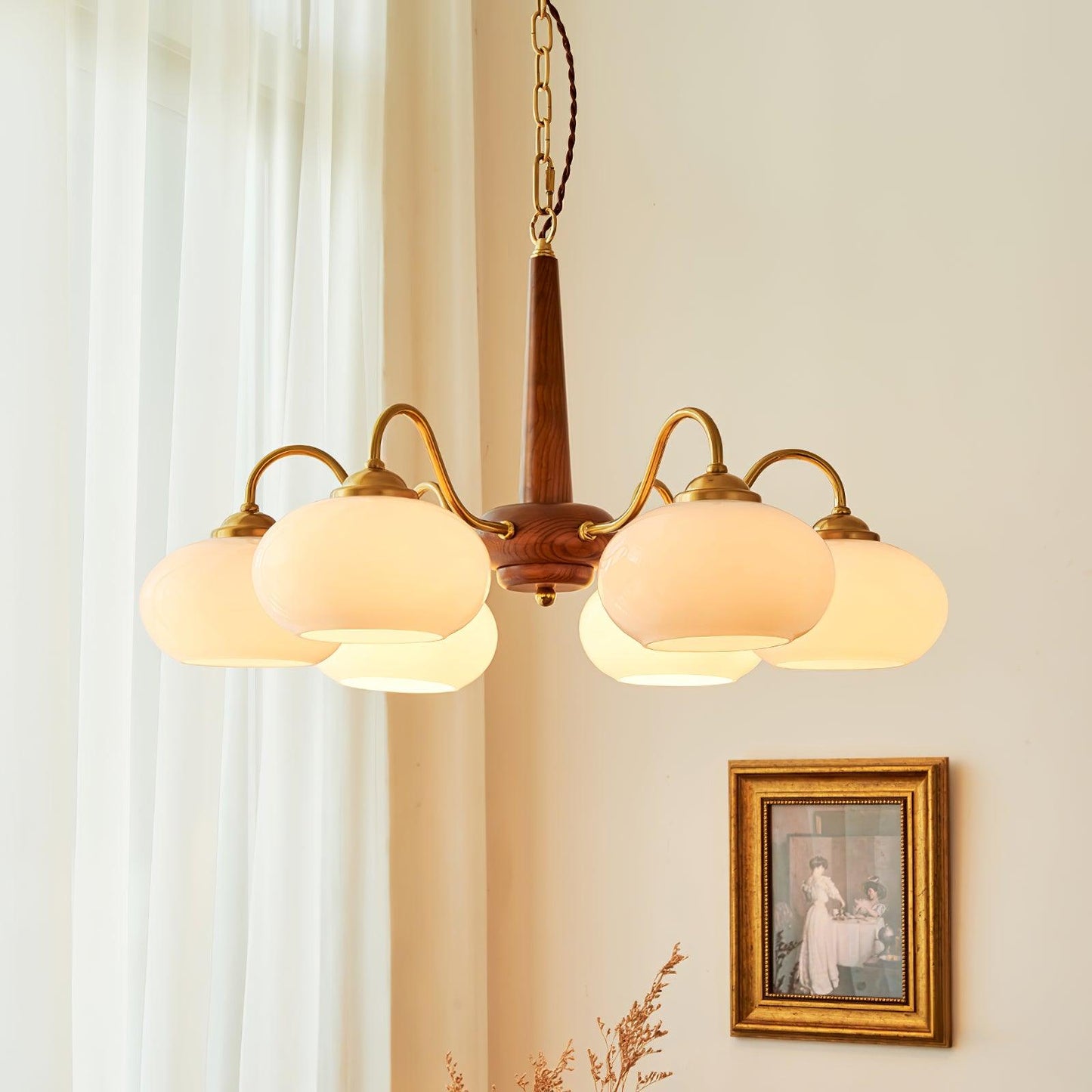 Elegant Persimmon Chandelier - Adjustable Height, Energy-Efficient LED
