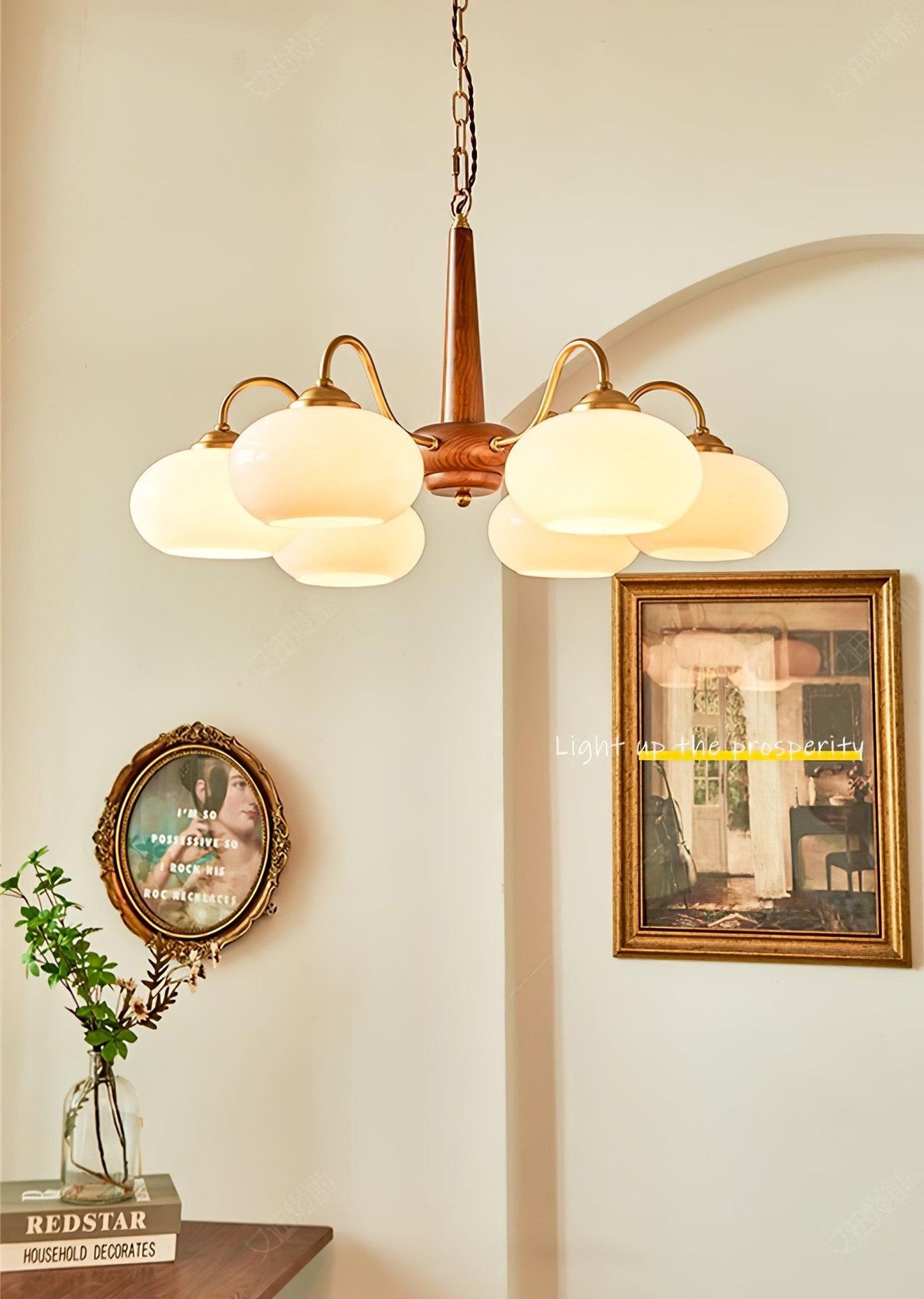 Elegant Persimmon Chandelier - Adjustable Height, Energy-Efficient LED