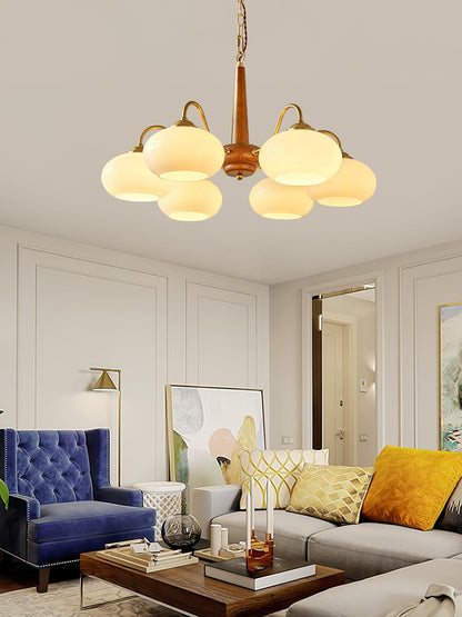 Elegant Persimmon Chandelier - Adjustable Height, Energy-Efficient LED