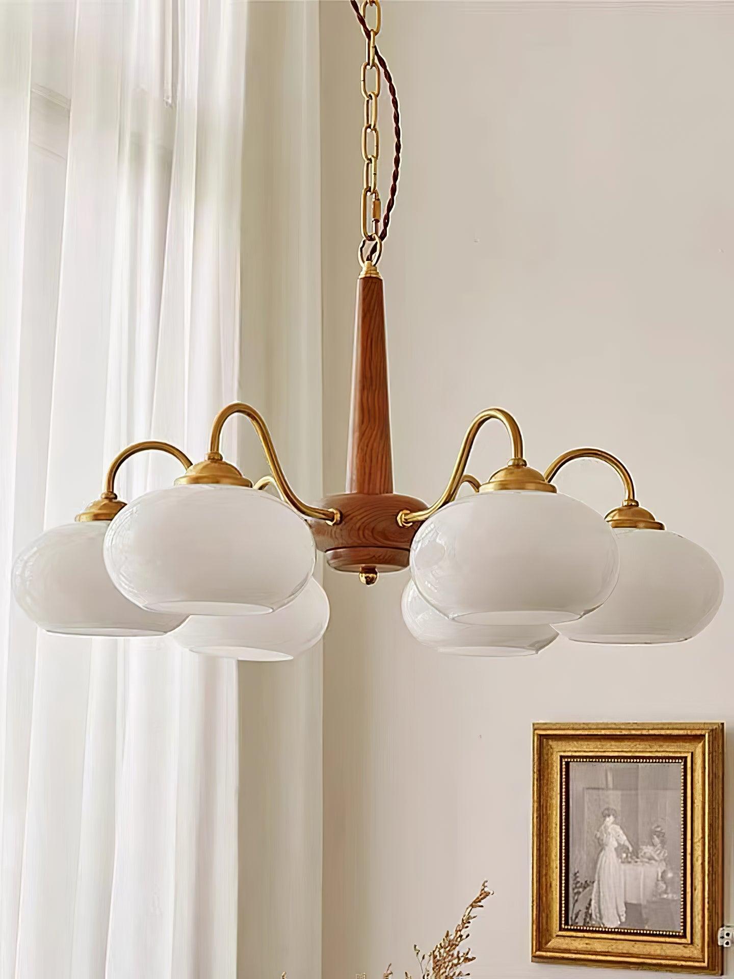 Elegant Persimmon Chandelier - Adjustable Height, Energy-Efficient LED