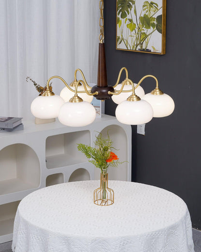 Elegant Persimmon Chandelier - Adjustable Height, Energy-Efficient LED