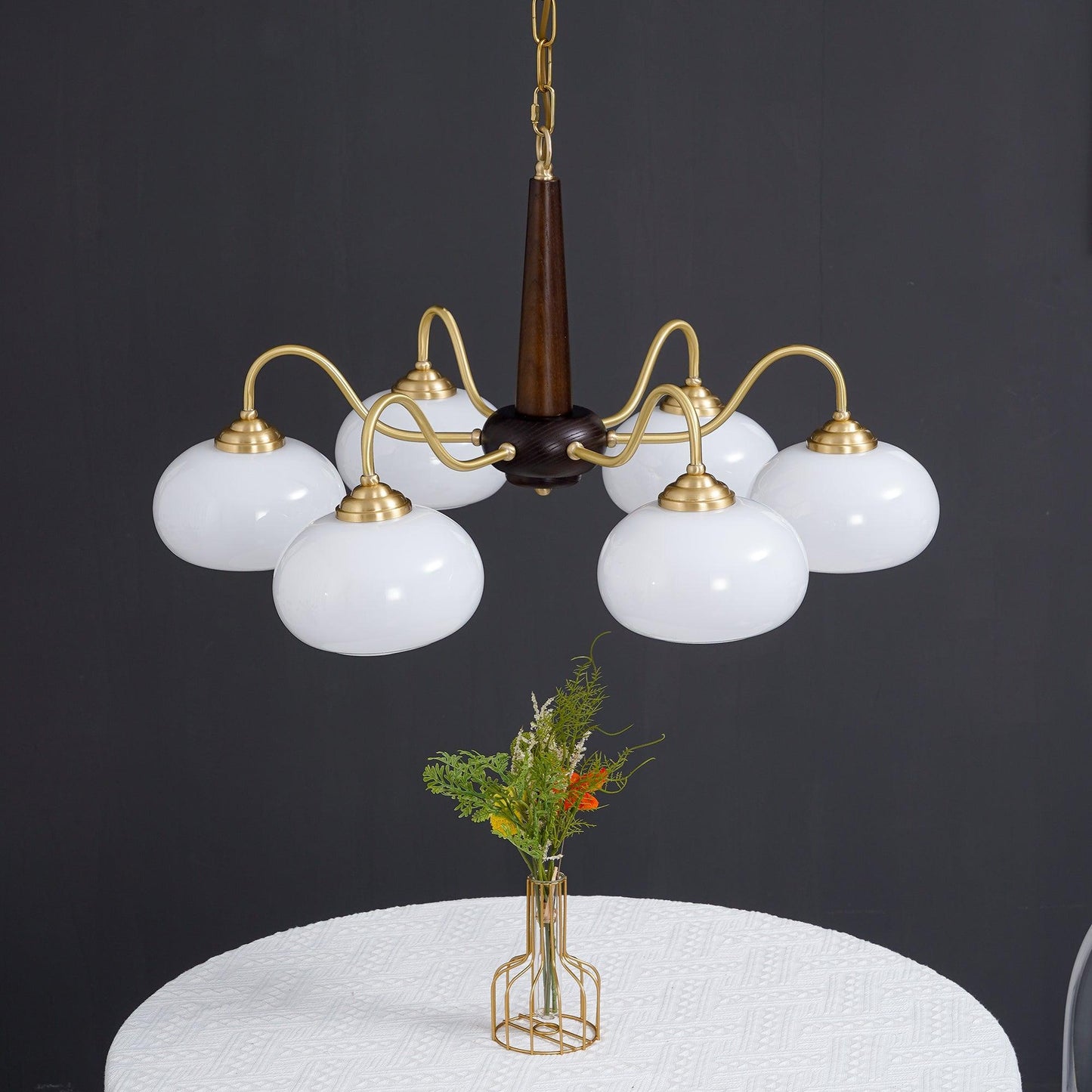 Elegant Persimmon Chandelier - Adjustable Height, Energy-Efficient LED